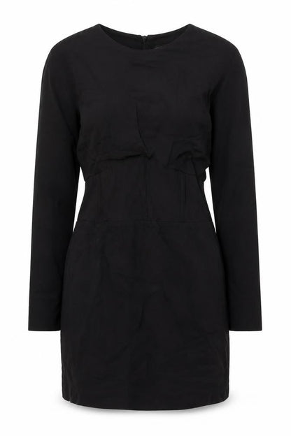 Zara Womens Black Viscose Mini Size L Round Neck Zip