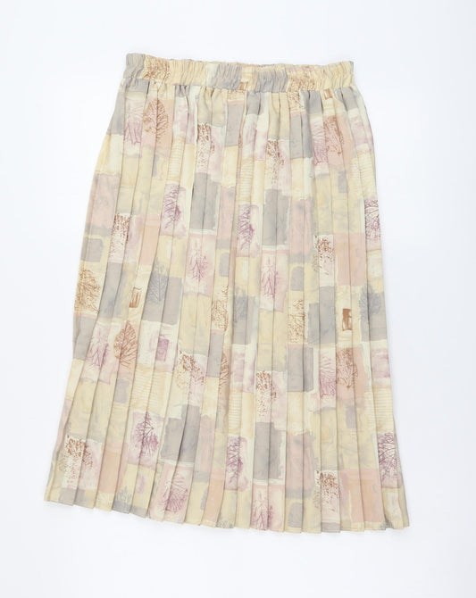Preworn Womens Multicoloured Geometric Polyester Pleated Skirt Size XL Drawstring