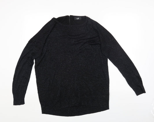 Wallis Womens Black Viscose Jersey T-Shirt Size M Round Neck