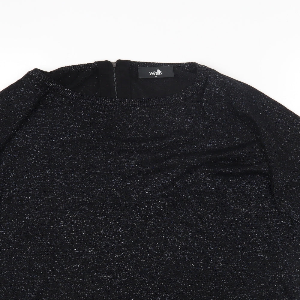 Wallis Womens Black Viscose Jersey T-Shirt Size M Round Neck