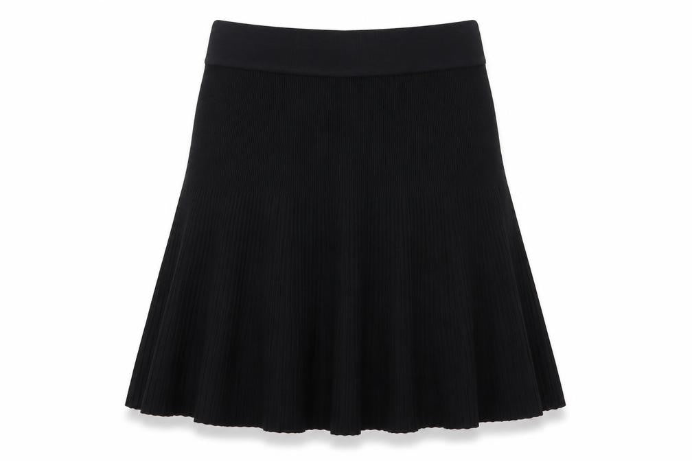 Promod Womens Black Cotton Skater Skirt Size 26 in