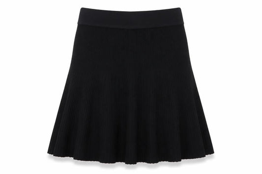 Promod Womens Black Cotton Skater Skirt Size 26 in