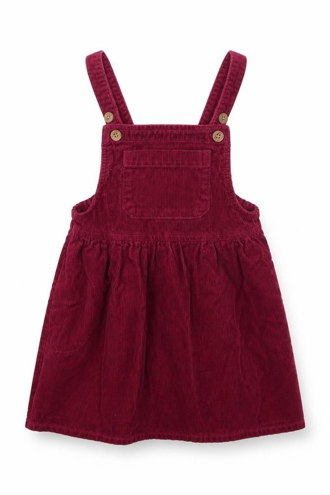 NEXT Girls Purple Cotton Pinafore/Dungaree Dress One Size Square Neck Button