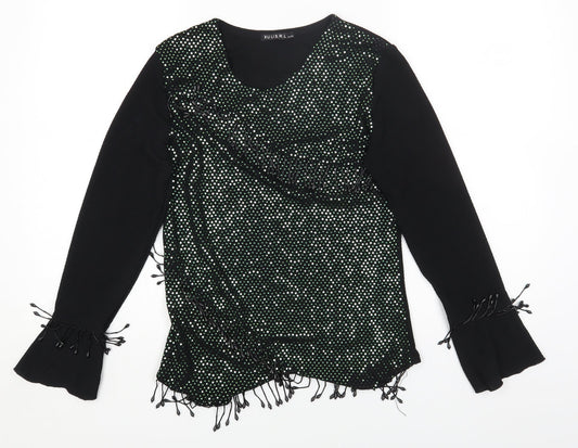 XULIS Womens Black Polka Dot Cotton Basic T-Shirt Size XL Round Neck