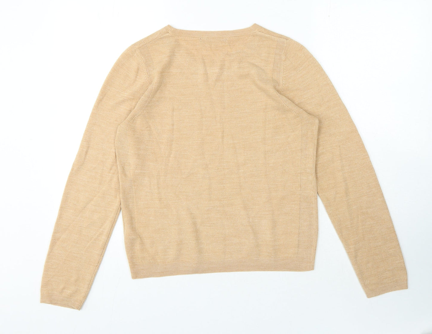 Marks and Spencer Womens Brown Crew Neck Acrylic Pullover Jumper Size 12