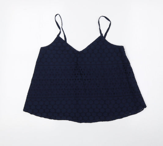 Hollister Womens Blue 100% Cotton Cropped Tank Size XS V-Neck