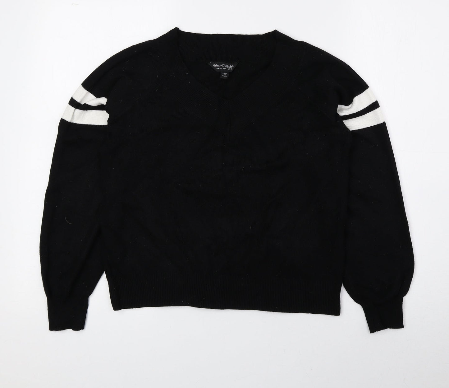 Miss Selfridge Womens Black V-Neck Viscose Pullover Jumper Size 12