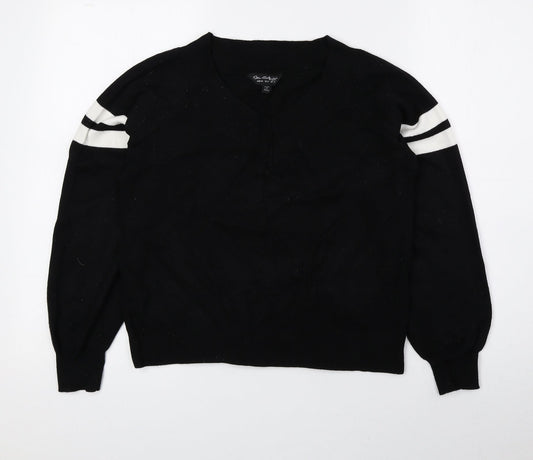 Miss Selfridge Womens Black V-Neck Viscose Pullover Jumper Size 12