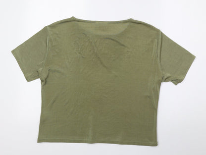 Classics Womens Green Polyester Basic Blouse Size 18 Round Neck