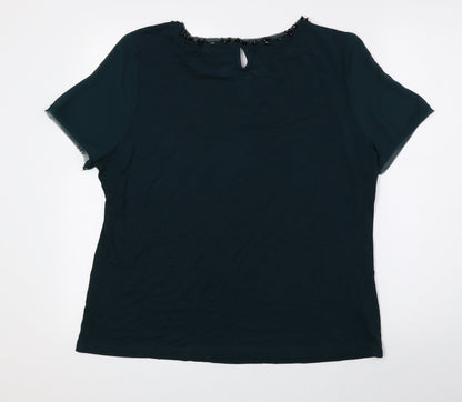 Country Casuals Womens Green Viscose Basic Blouse Size XL Round Neck