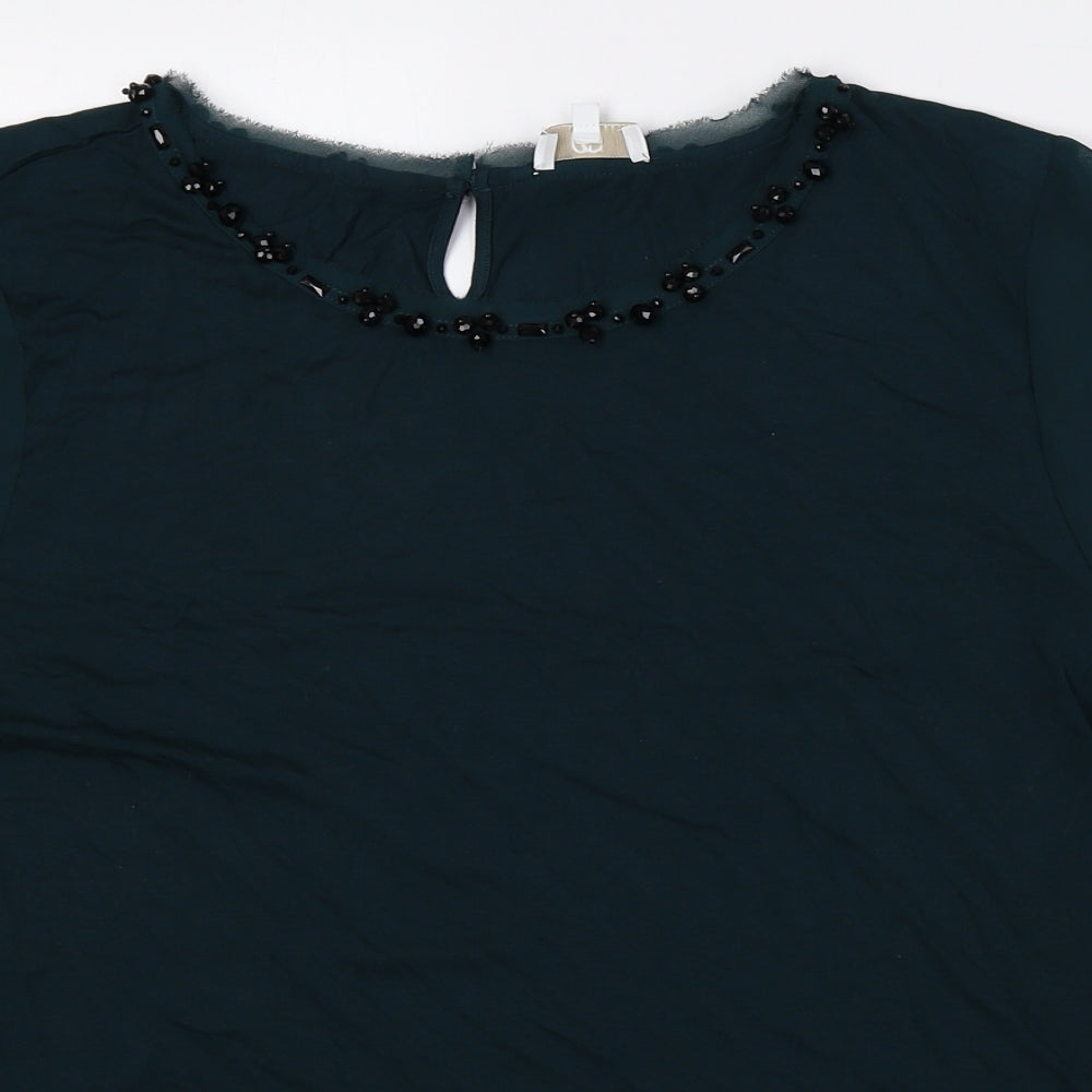CC Womens Green Viscose Basic Blouse Size XL Round Neck