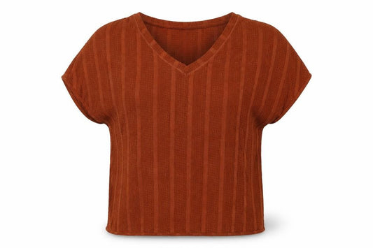 Marks and Spencer Womens Orange Polyester Basic Blouse Size 8 V-Neck