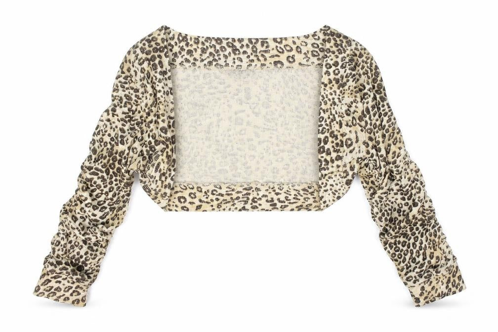 MODO Womens Beige Animal Print Cotton Kimono Blouse Size M Round Neck - Leopard print.