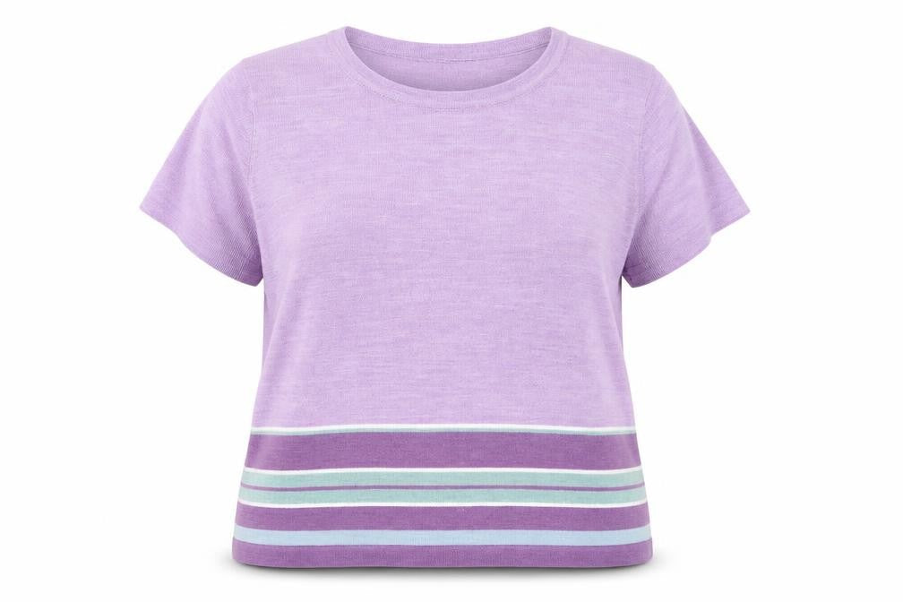 Marks & Spencer Womens Purple Round Neck Striped Acrylic Pullover Jumper Size 22