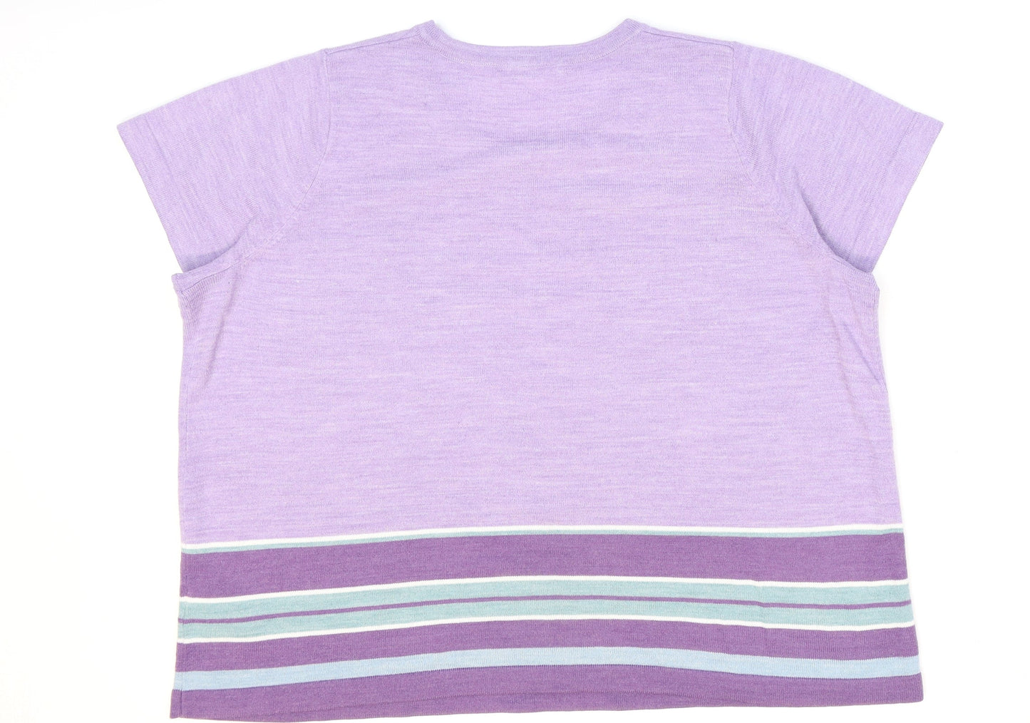 Marks and Spencer Womens Purple Round Neck Striped Acrylic Pullover Jumper Size 22