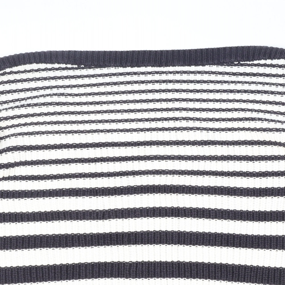 Marks and Spencer Womens Blue Boat Neck Striped 100% Cotton Pullover Jumper Size M - Nautical.