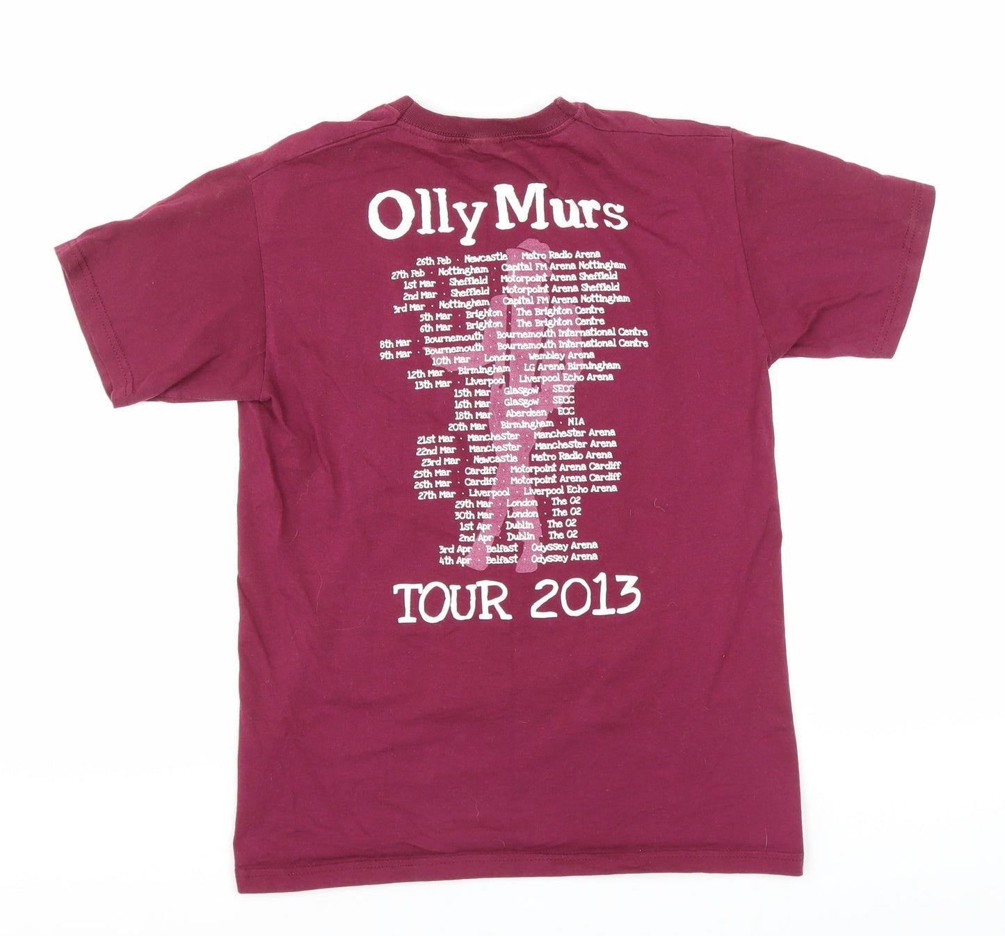 Fruit of the Loom Womens Purple Cotton Basic T-Shirt Size S Round Neck - Olly Murs 2013 Tour