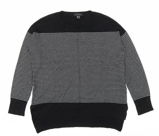 Atmosphere Womens Black Round Neck Striped Polyamide Pullover Jumper Size 14