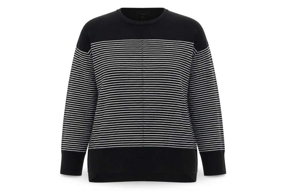 Atmosphere Womens Black Round Neck Striped Polyamide Pullover Jumper Size 14