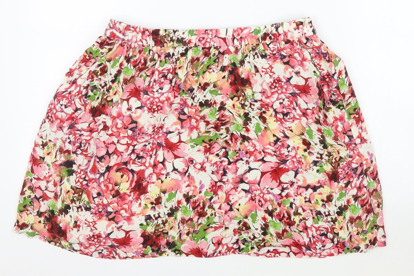 Spirit Womens Pink Floral Viscose Flare Skirt Size 14