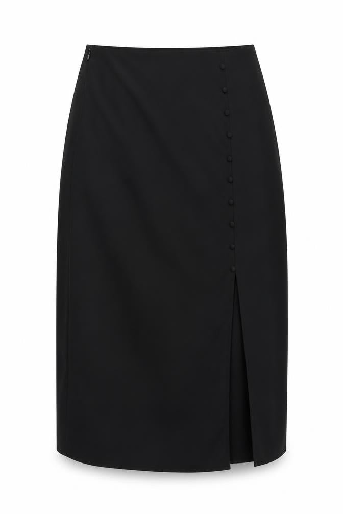 Nasty Gal Womens Black Polyester Straight & Pencil Skirt Size 10 Zip - Slit bottom of dress on back.