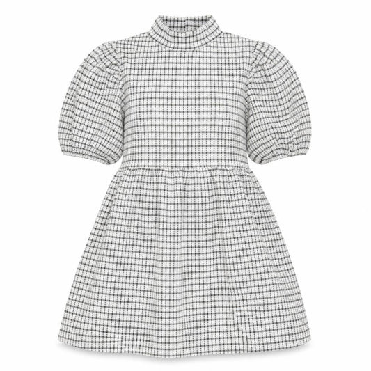 George Womens White Check Polyester Skater Dress Size 10 Mock Neck Pullover