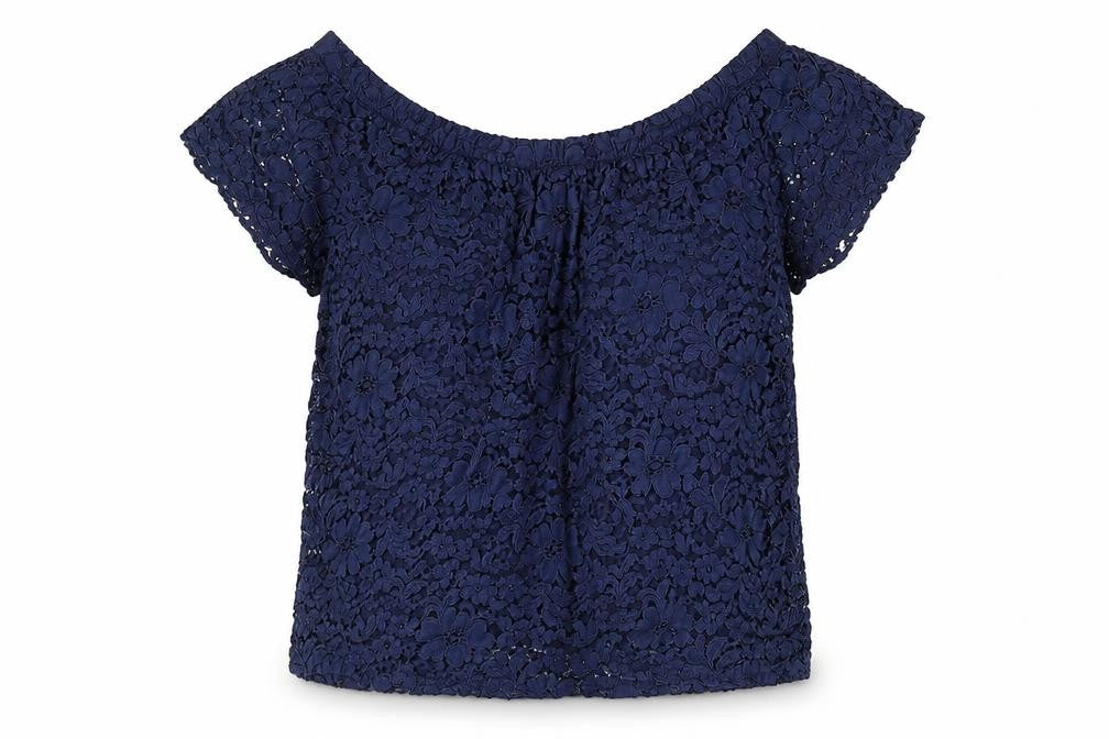 Peacocks Womens Blue Floral Nylon Basic Blouse Size 12 Boat Neck