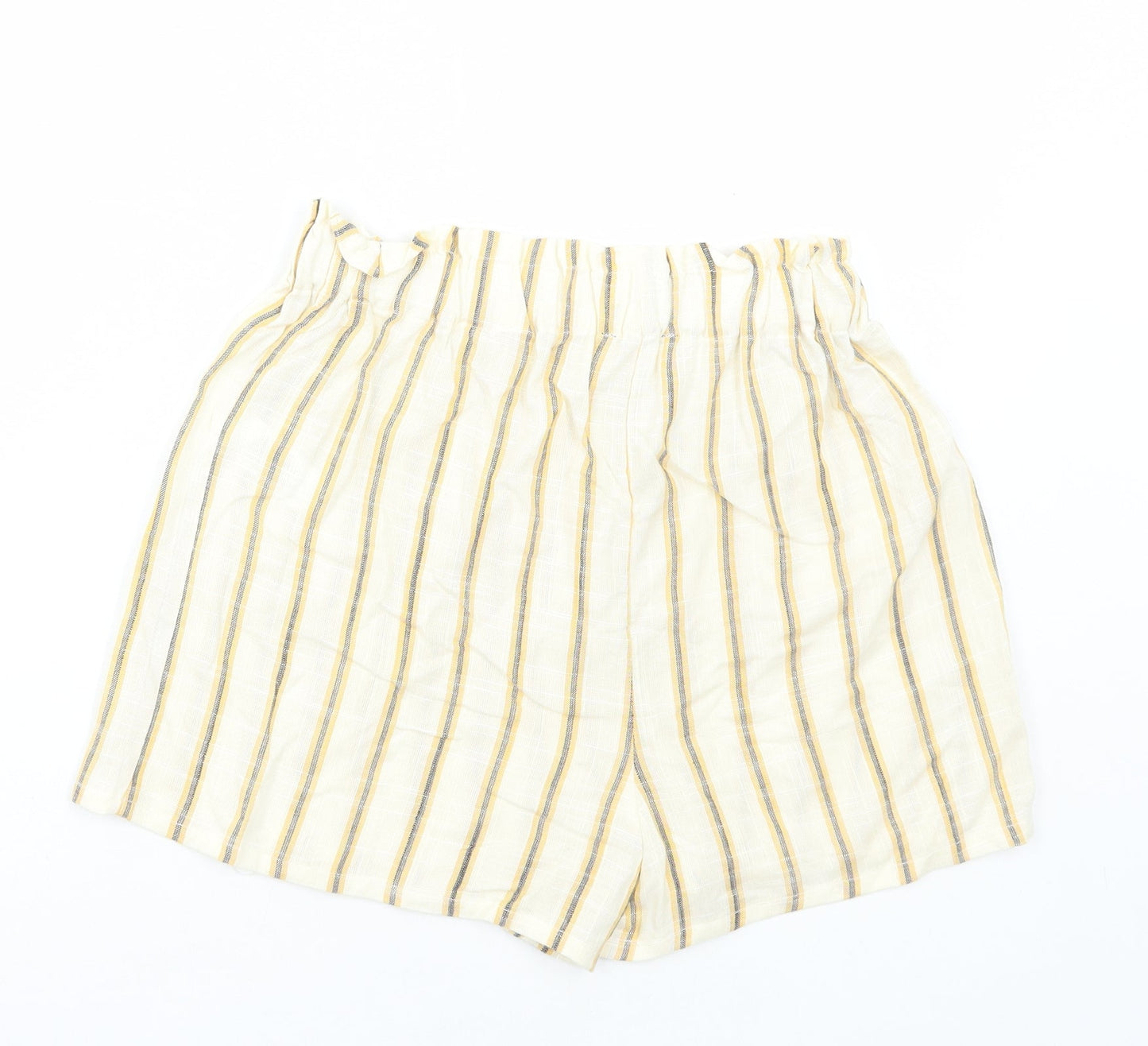 Preworn Womens Yellow Striped Polyester Hot Pants Shorts Size 26 in L3 in Regular Pull On