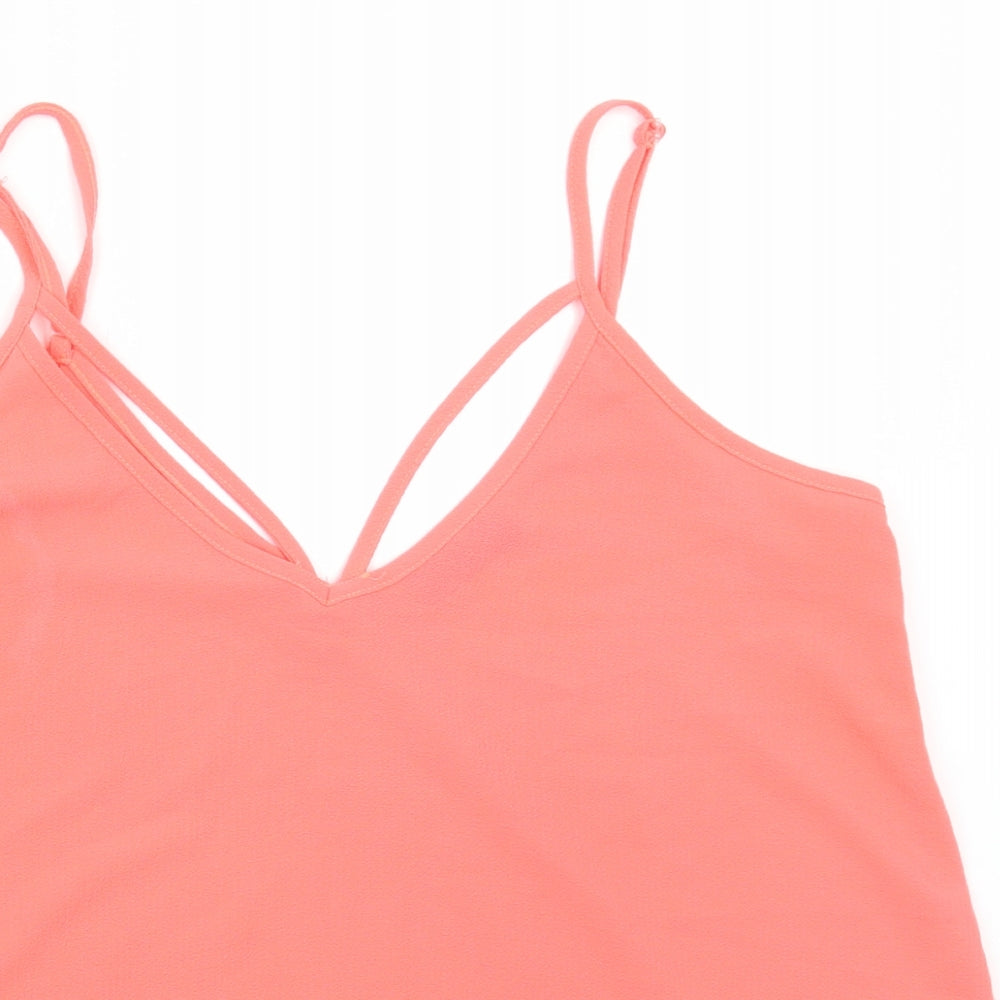 Select Womens Pink Polyester Camisole Tank Size 14 V-Neck