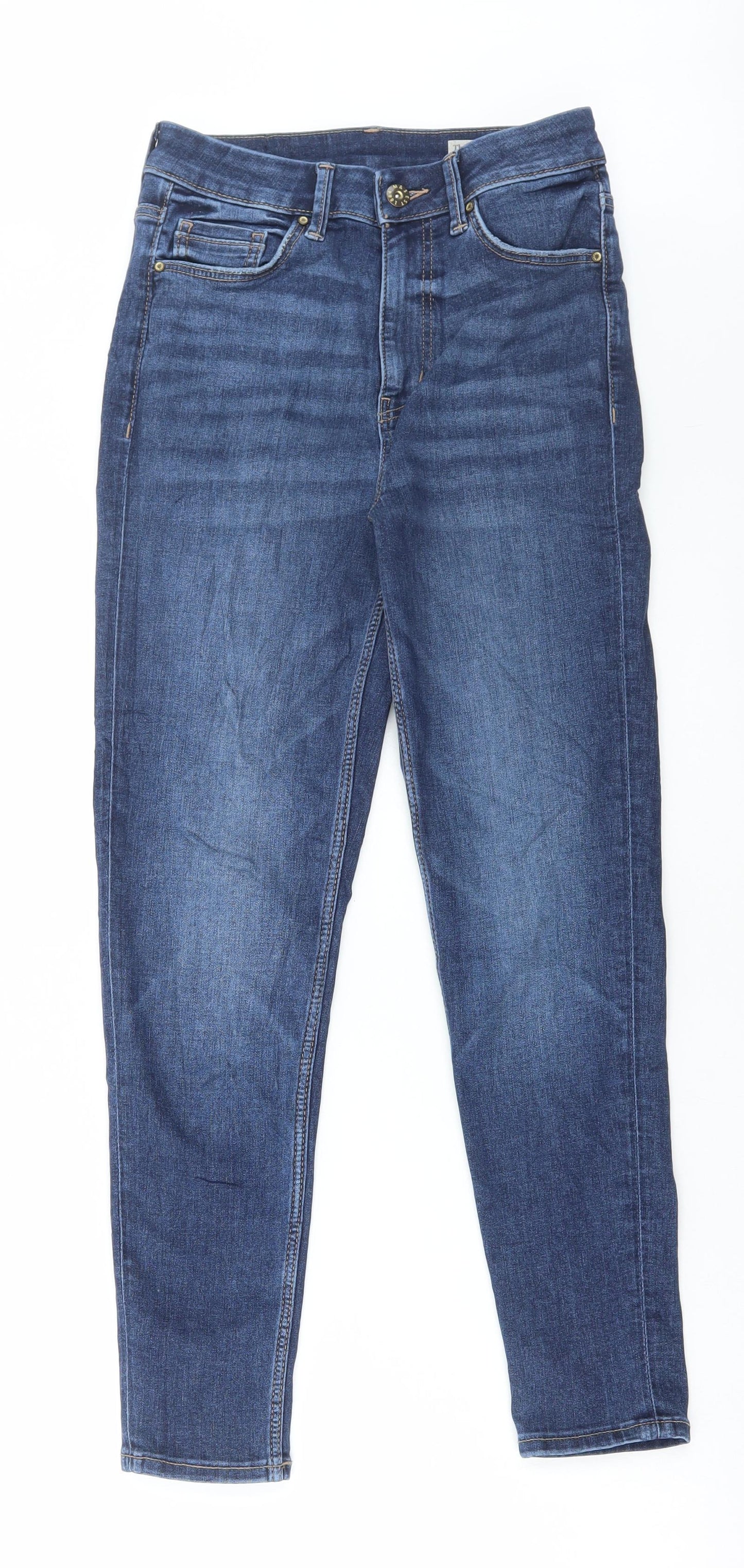 Marks and Spencer Womens Blue Cotton Skinny Jeans Size 8 L27 in Regular Button