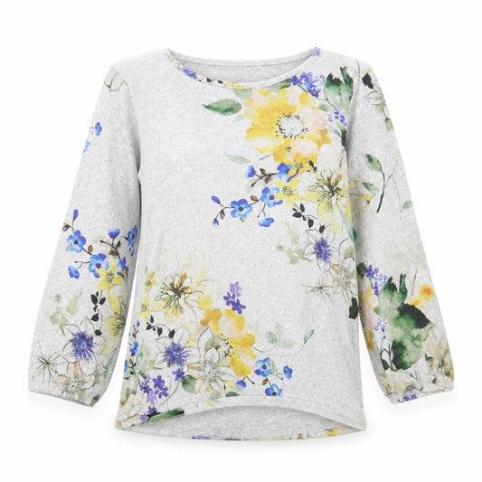 Matalan Womens Grey Floral Polyester Basic T-Shirt Size 8 Round Neck