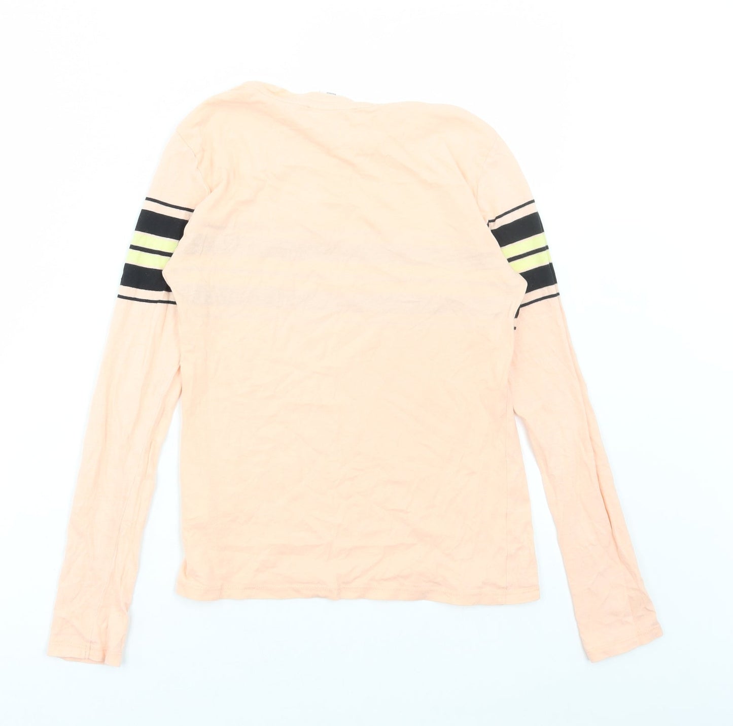 Cooperative Womens Pink Striped Cotton Basic T-Shirt Size S Round Neck
