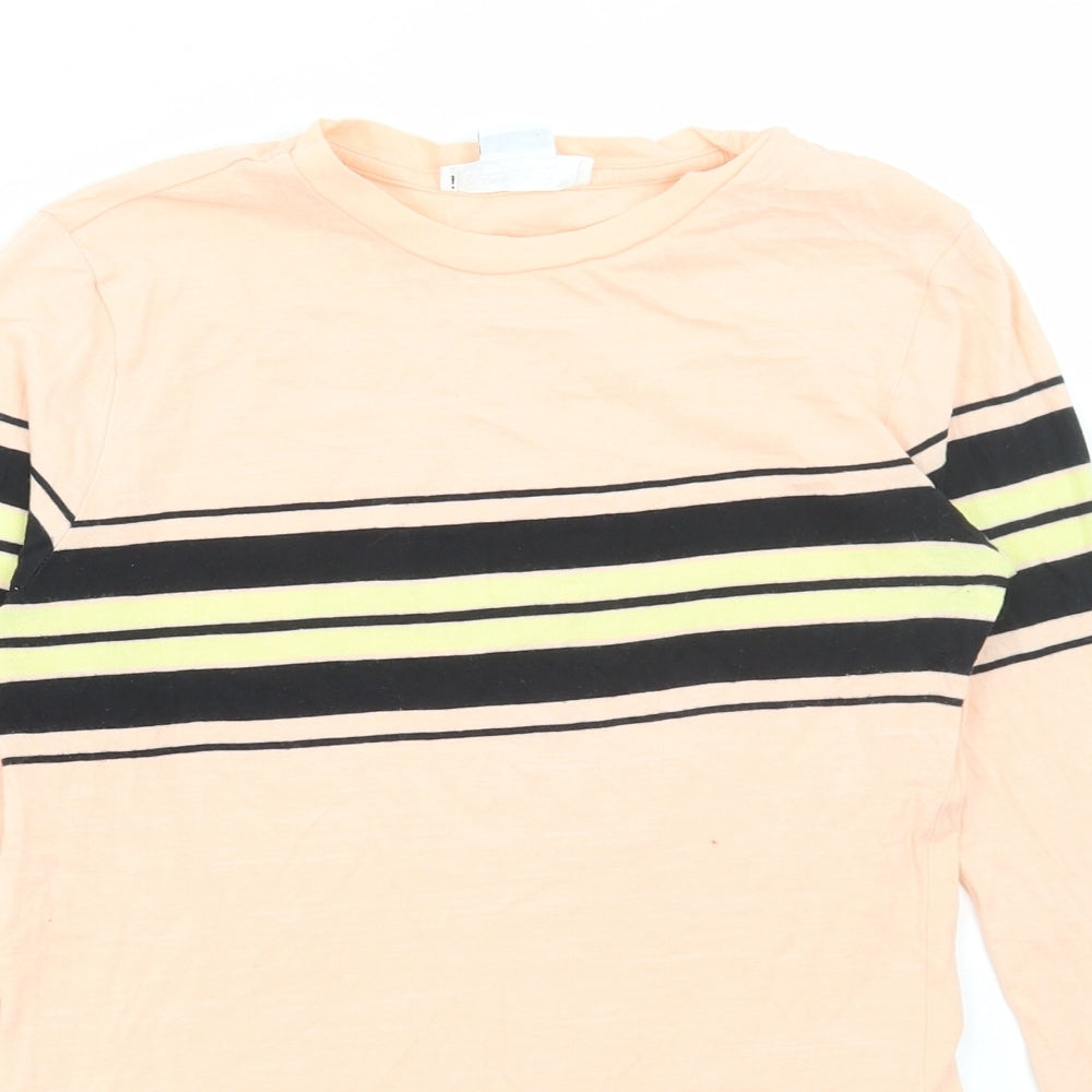 Cooperative Womens Pink Striped Cotton Basic T-Shirt Size S Round Neck
