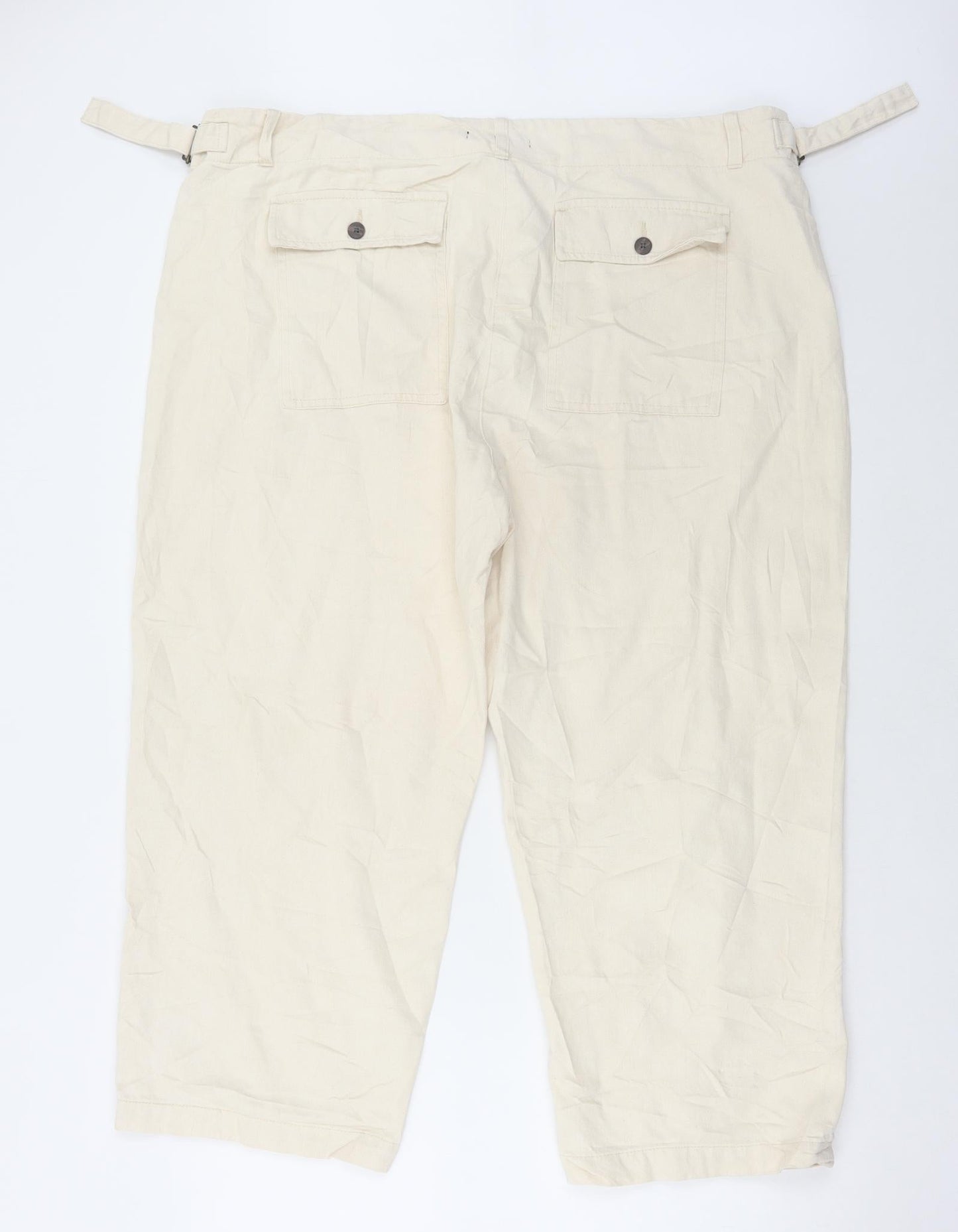 Marks and Spencer Womens Ivory Cotton Cropped Jeans Size 42 in L25 in Regular Button