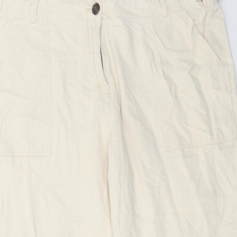 Marks and Spencer Womens Ivory Cotton Cropped Jeans Size 42 in L25 in Regular Button