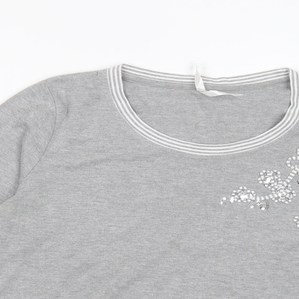 Bonmarché Womens Grey Polyester Basic T-Shirt Size M Crew Neck