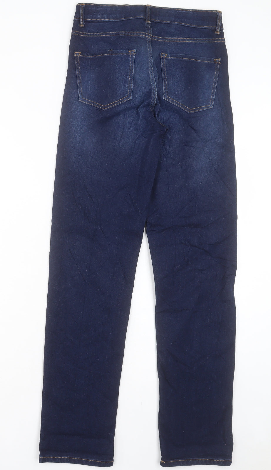 Marks and Spencer Womens Blue Cotton Straight Jeans Size 8 L30 in Regular Button