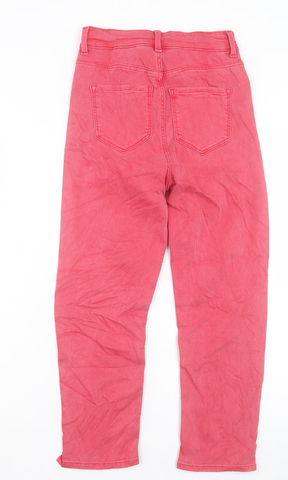 Marks and Spencer Womens Pink Cotton Cropped Jeans Size 6 L22 in Regular Button