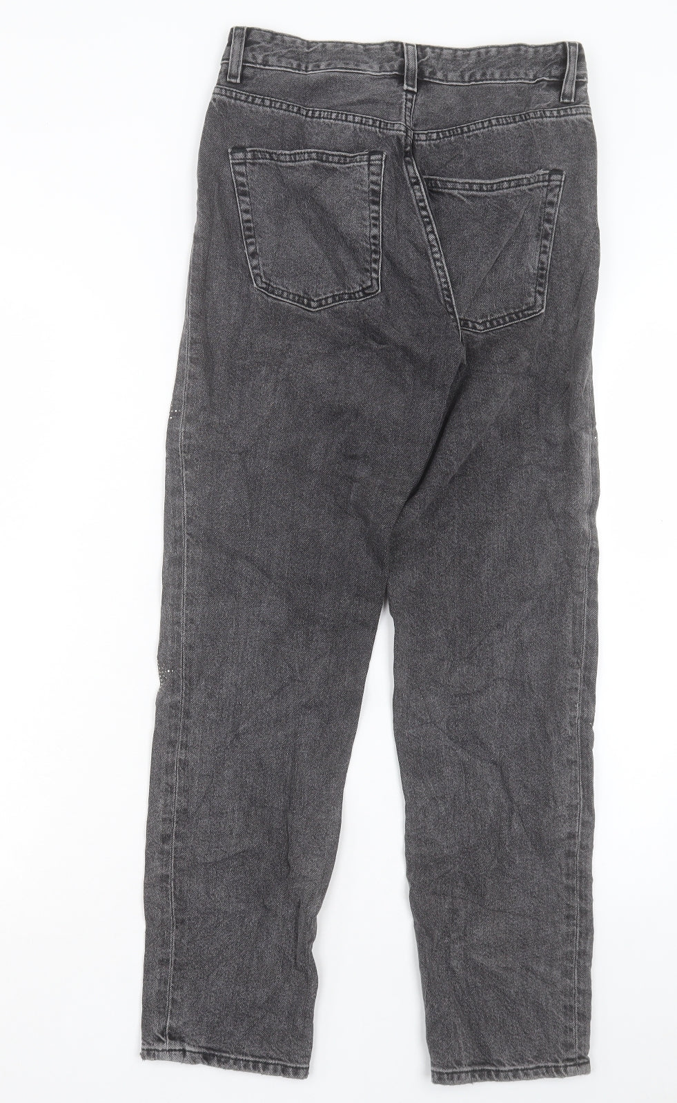 H&M Womens Grey Cotton Boyfriend Jeans Size 25 in L27 in Regular Button