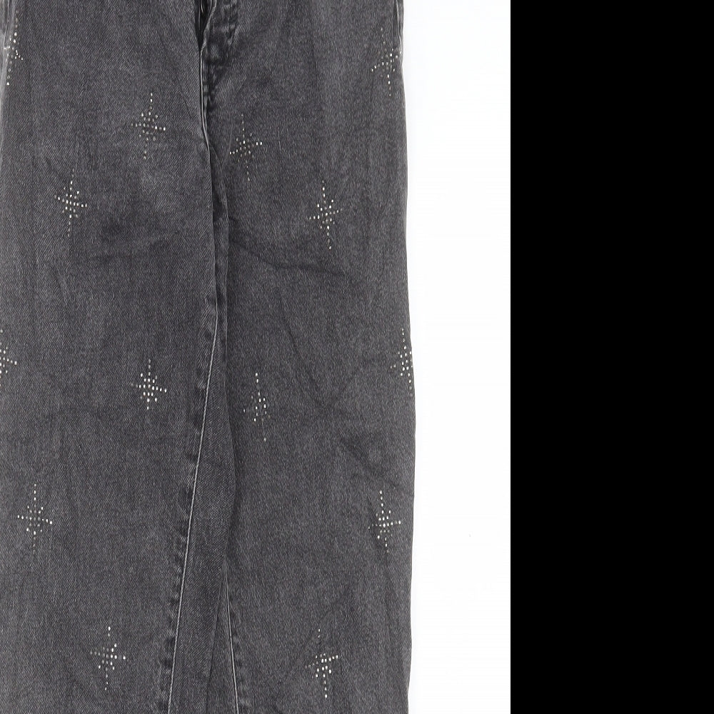 H&M Womens Grey Cotton Boyfriend Jeans Size 25 in L27 in Regular Button
