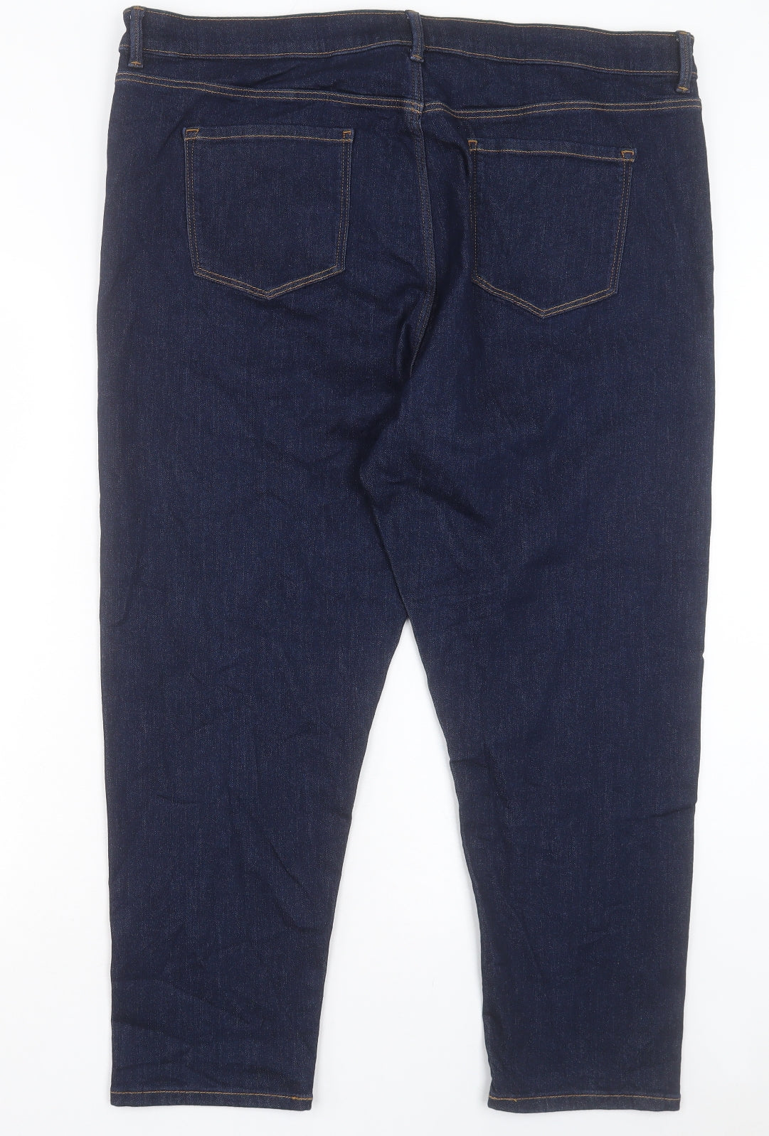 Marks and Spencer Womens Blue Cotton Straight Jeans Size 22 L26 in Regular Button