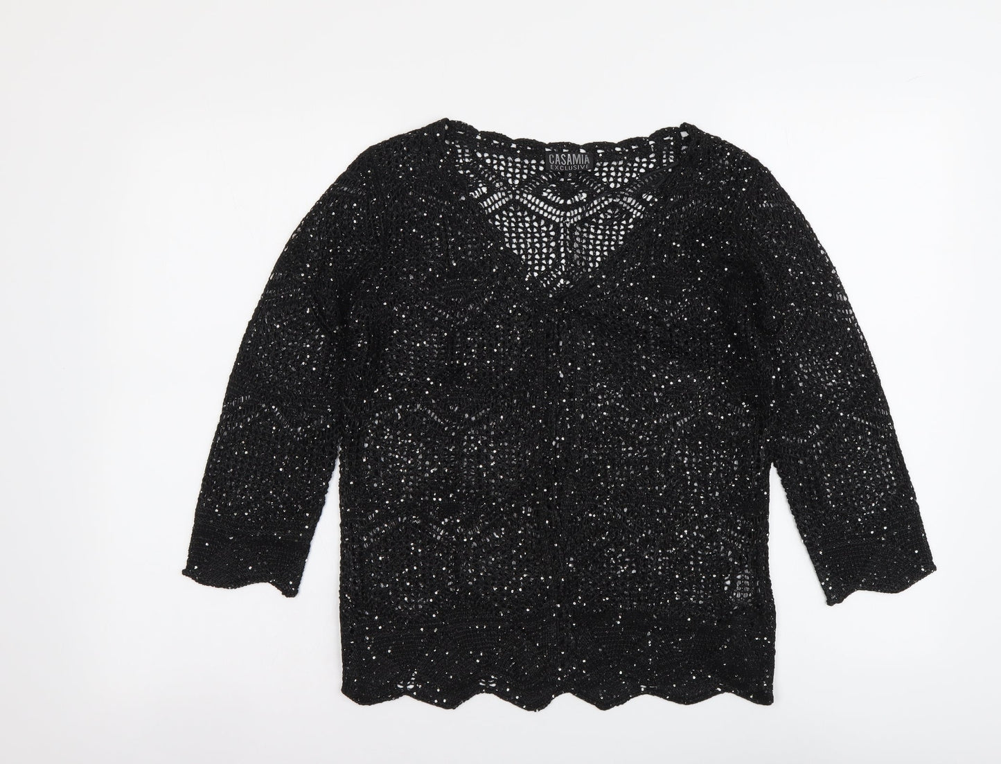 Casamia Womens Black Viscose Basic Blouse Size S V-Neck