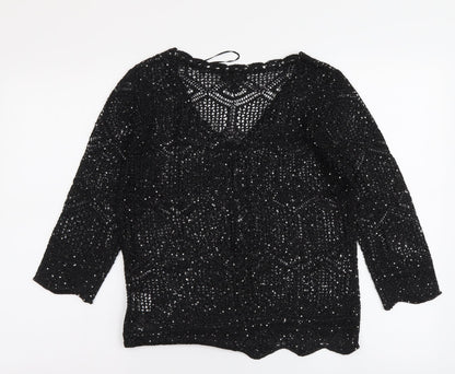 Casamia Womens Black Viscose Basic Blouse Size S V-Neck