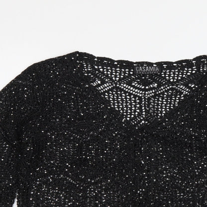 Casamia Womens Black Viscose Basic Blouse Size S V-Neck