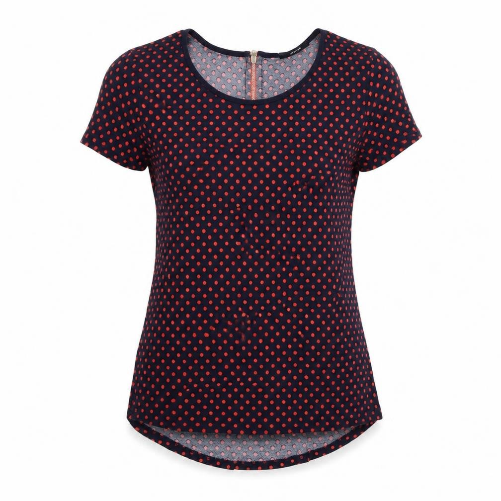 George Womens Blue Polka Dot Viscose Basic Blouse Size 12 Round Neck