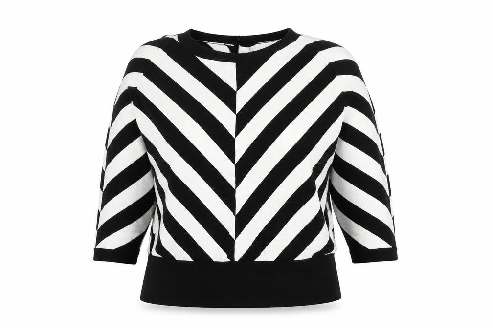 Soon Womens Black Round Neck Striped Viscose Pullover Jumper Size 10