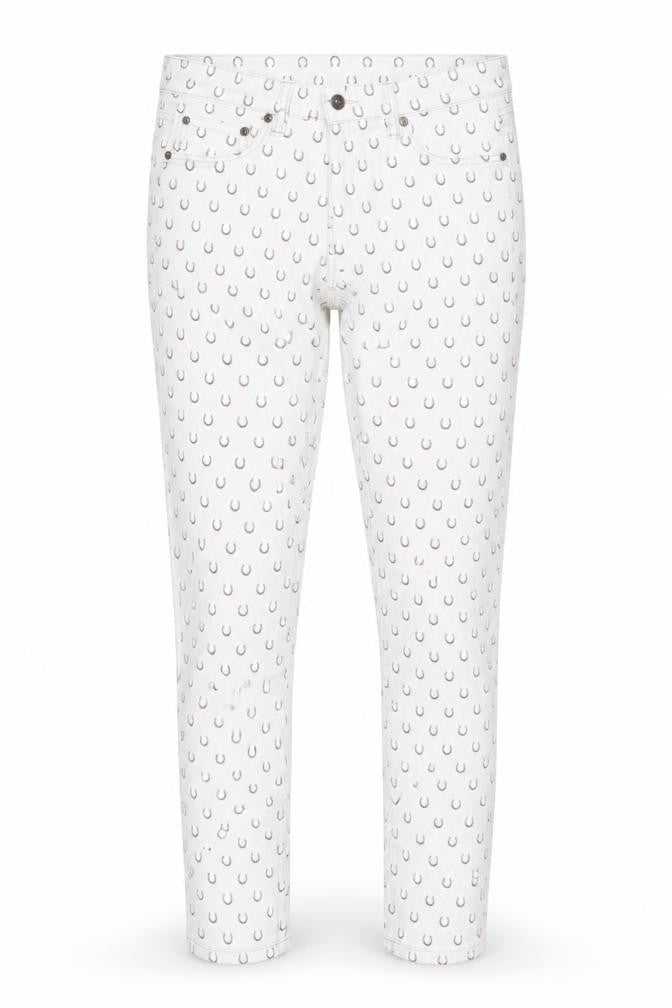 Great Plains Womens White Geometric Cotton Skinny Jeans Size 12 L29 in Regular Button