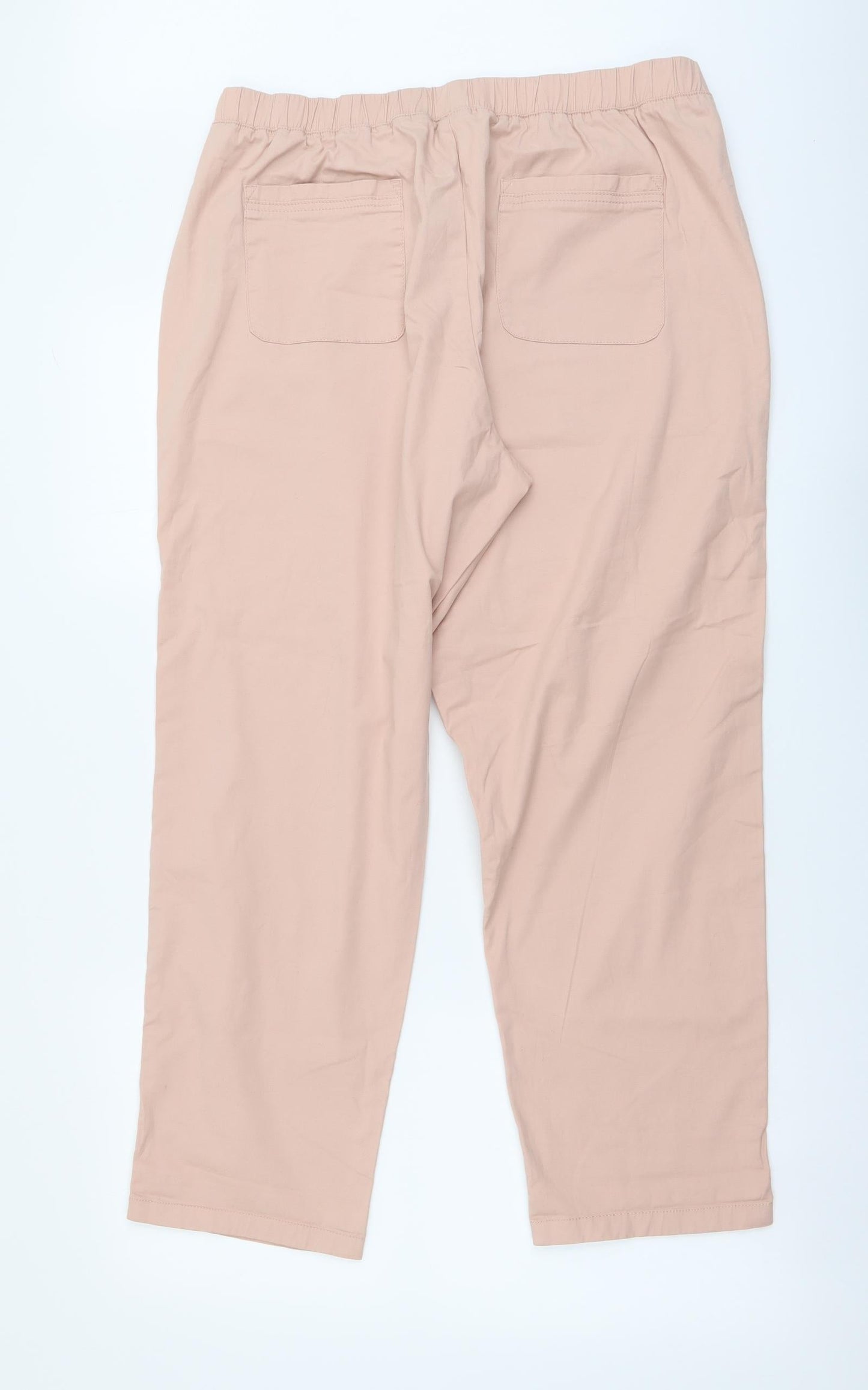Dunnes Stores Womens Pink Cotton Trousers Size L L27 in Regular Drawstring