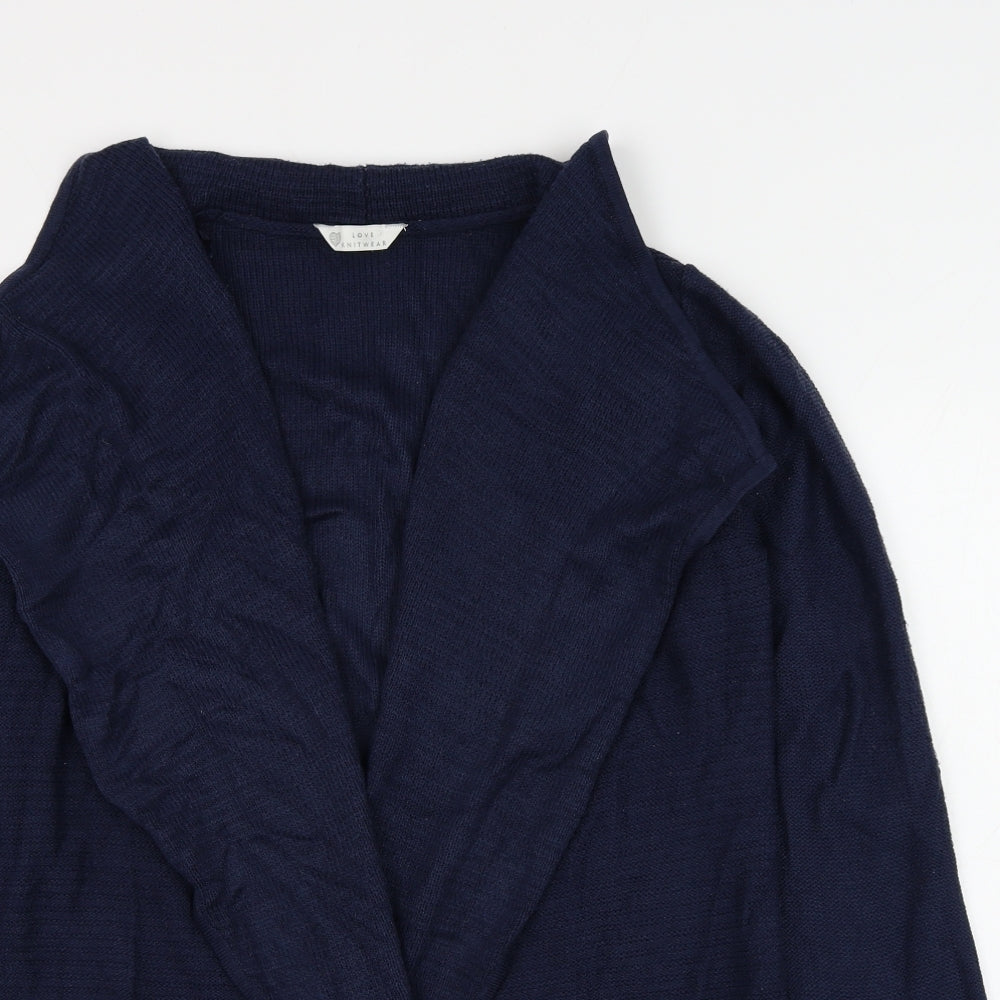 BHS Womens Blue V-Neck Acrylic Cardigan Jumper Size 12