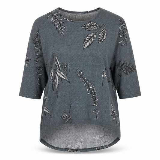 Preworn Womens Grey Round Neck Floral Polyester Pullover Jumper Size 10